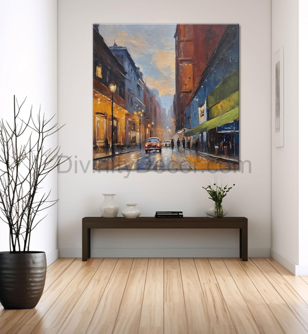 City view in water colour painting 24X24 - Nature Art -S-122