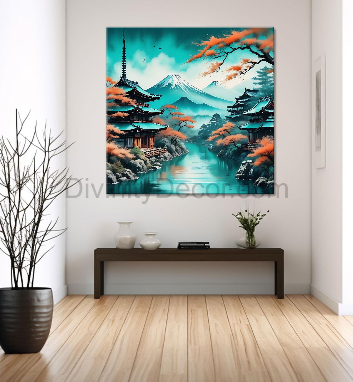 Mountain and the tree painting 24X24 - Nature Art -S-123