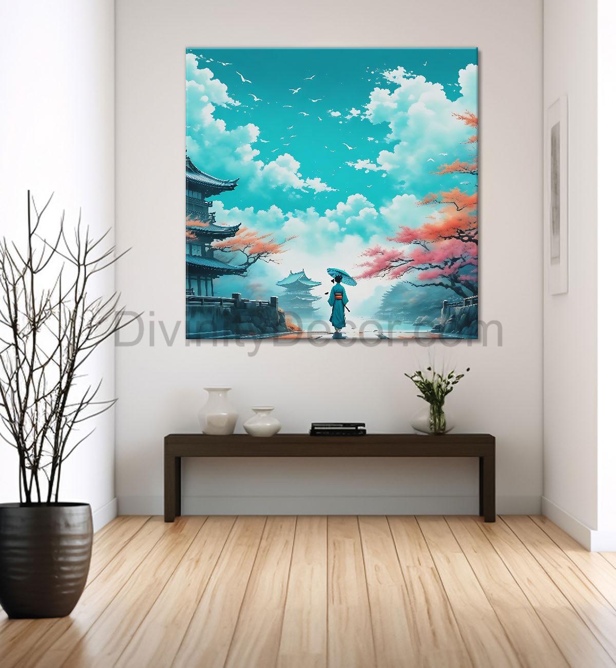 Clouds textured water colour painting 24X24 - Nature Art -S-138