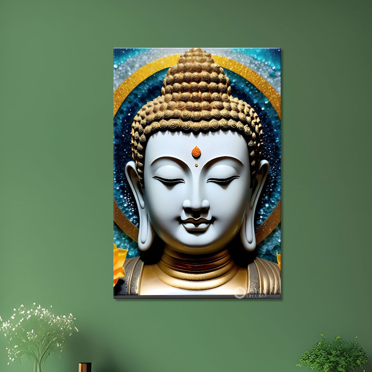 White textured buddha face  - Buddha-V-139