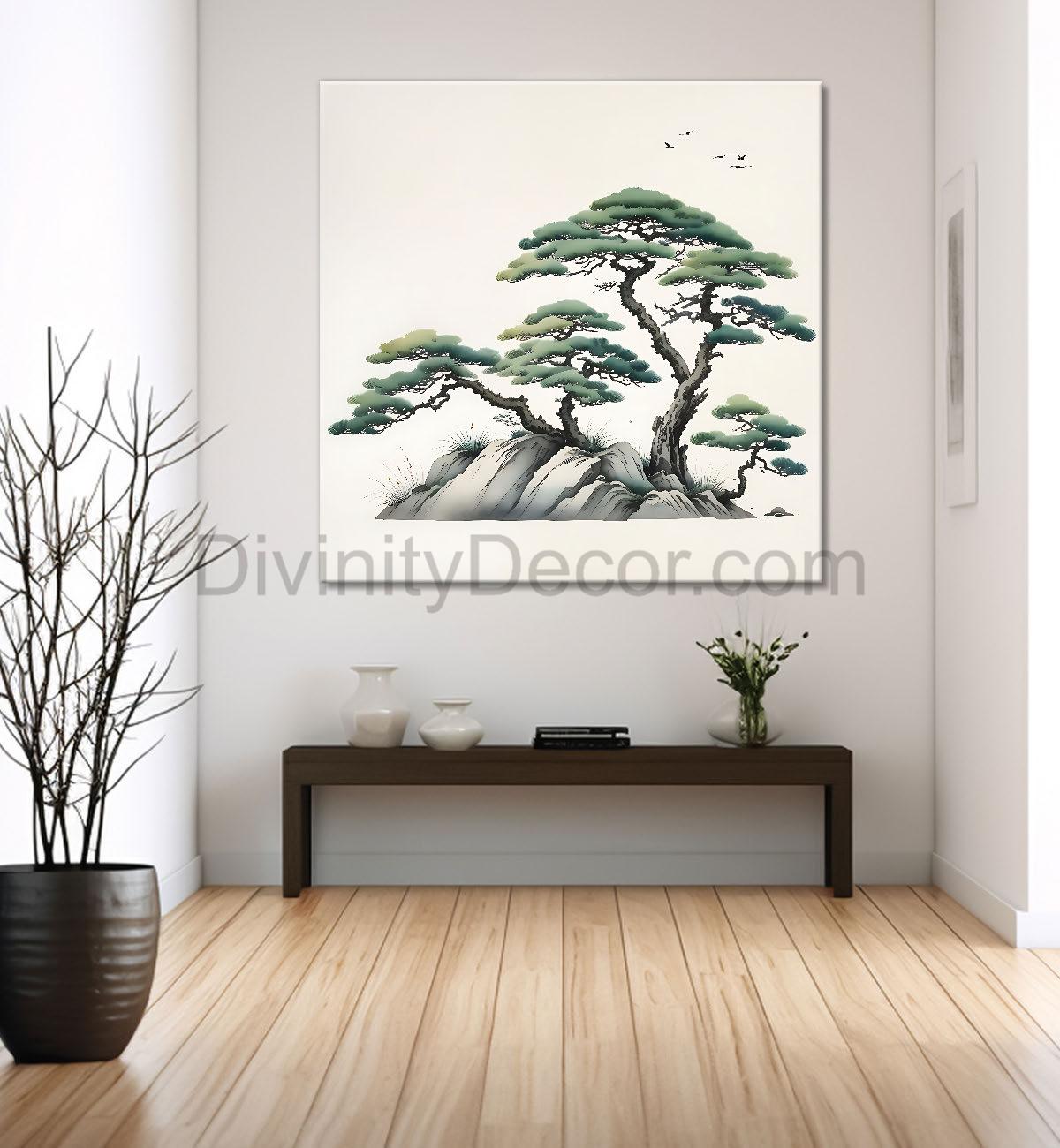 Trees in water colour painting  24X24 - Nature Art -S-142