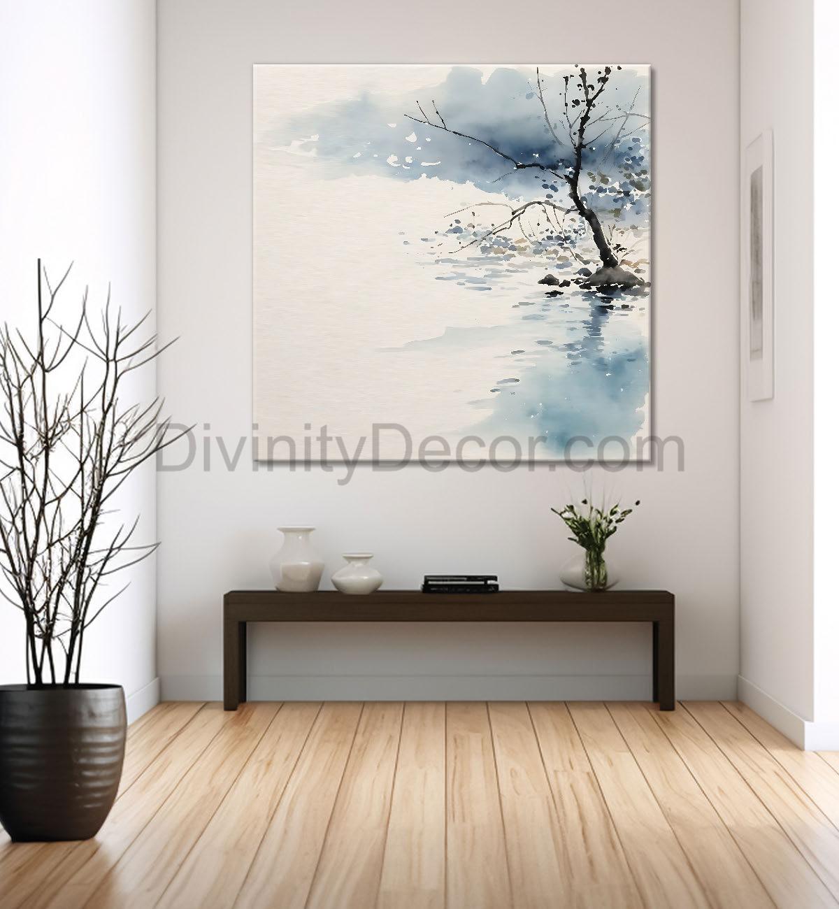 Trees in water colour painting  24X24 - Nature Art -S-143