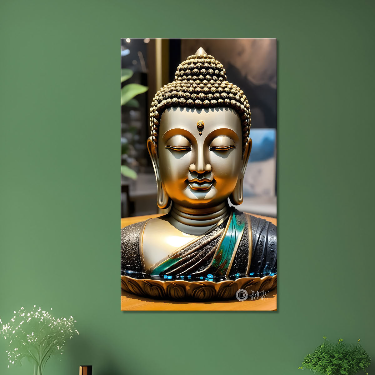 Golden buddha with textured background  - Buddha-V-144