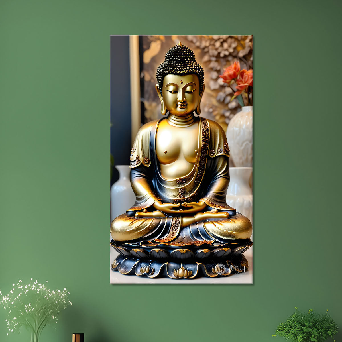 Golden buddha with textured background  - Buddha-V-145