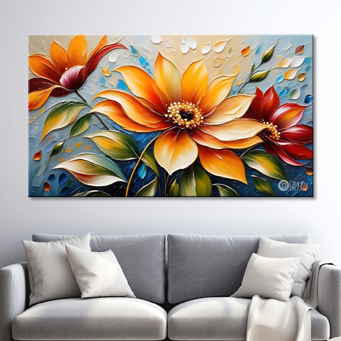 Yellow flower with light background painting- Design - Flower-146