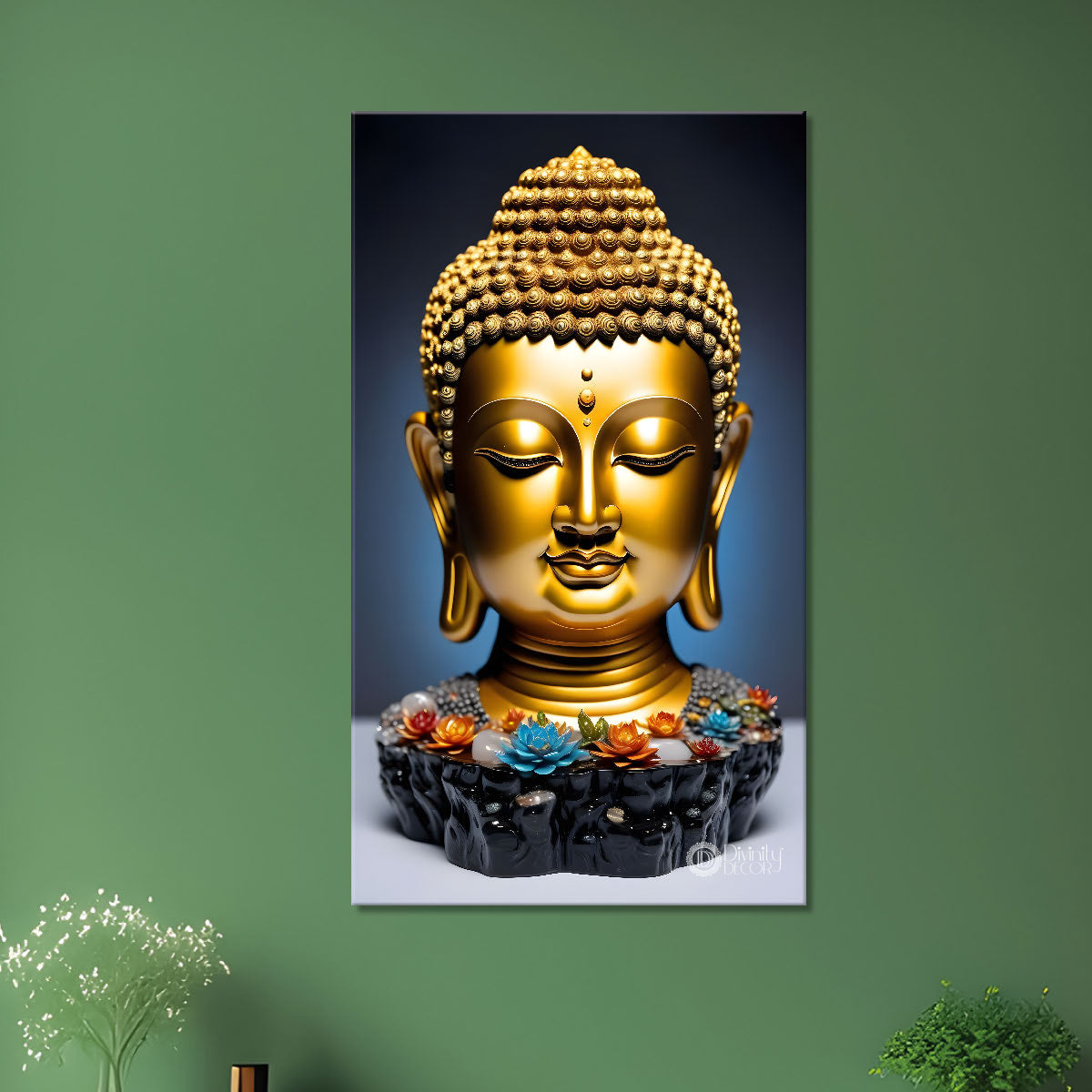 Golden buddha with textured background  - Buddha-V-146