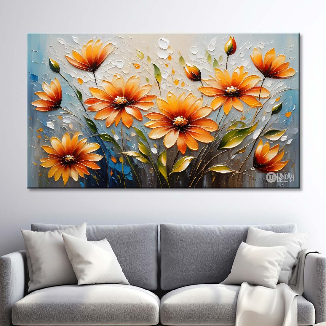 Yellow flowers with light textured painting- Design - Flower-148