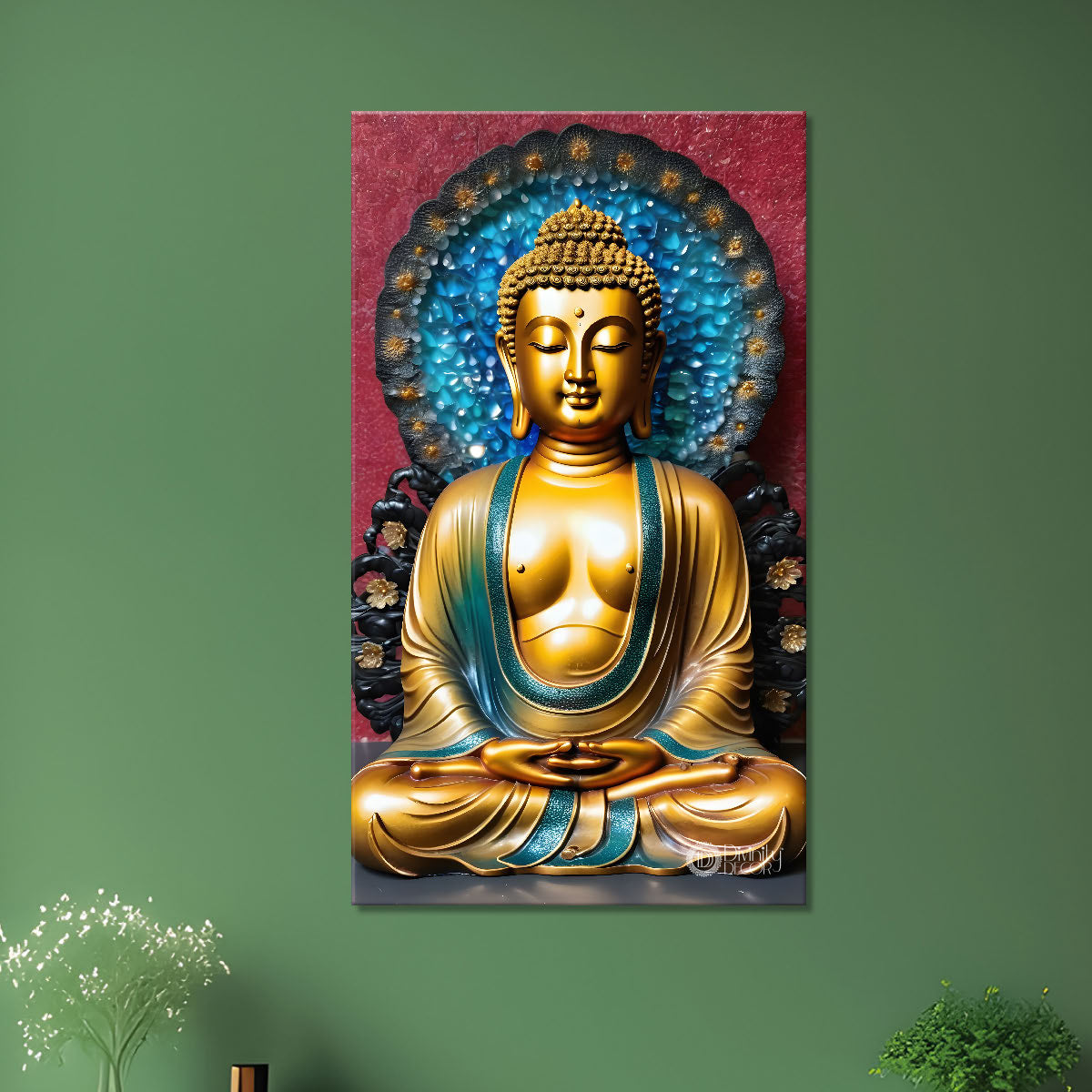 Golden buddha with textured background  - Buddha-V-148
