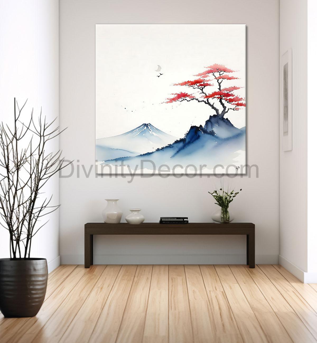 Mountains in water colour painting 24X24 - Nature Art -S-149