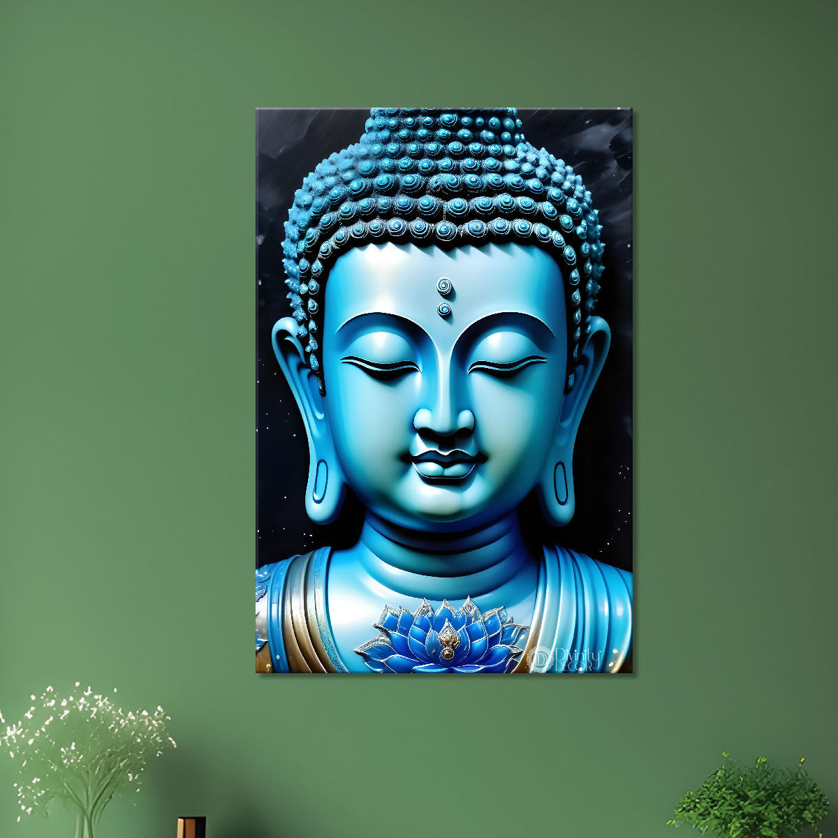 Blue face buddha with dark background - Buddha-V-151