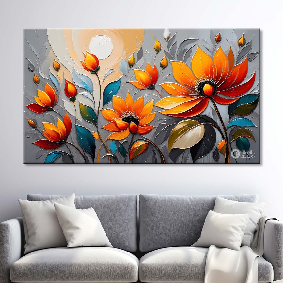 Orange flowers with light background- Design - Flower-153