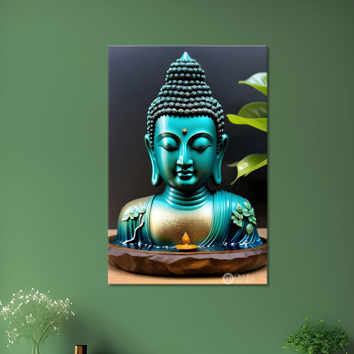 Blue buddha with dark texturd painting-V-175