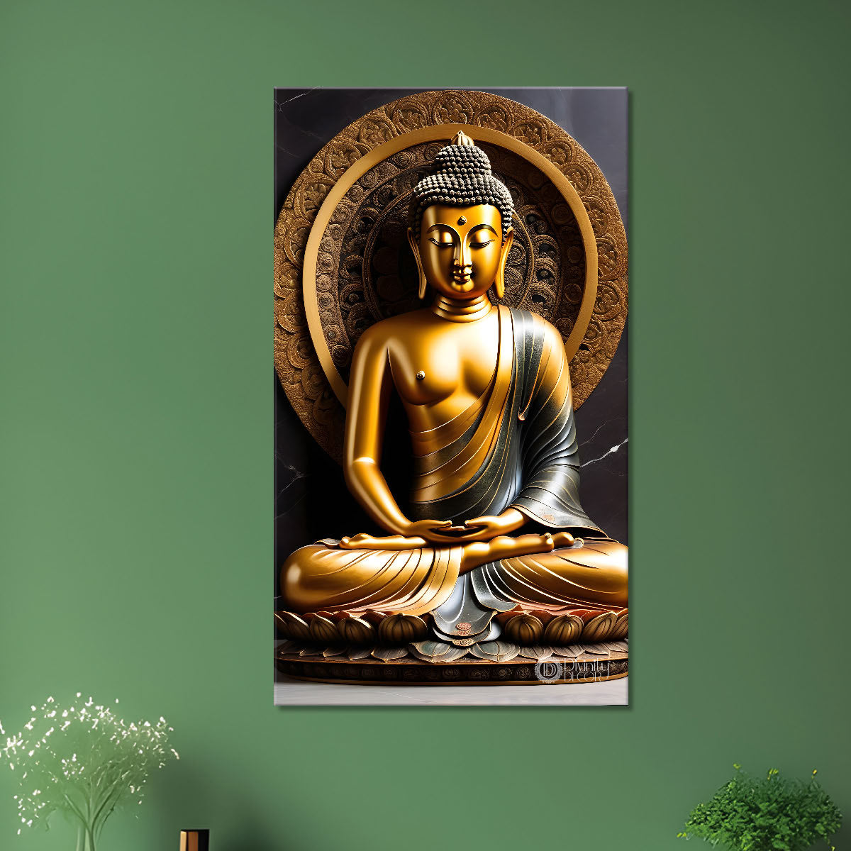 Golden buddha textured painting-V-178