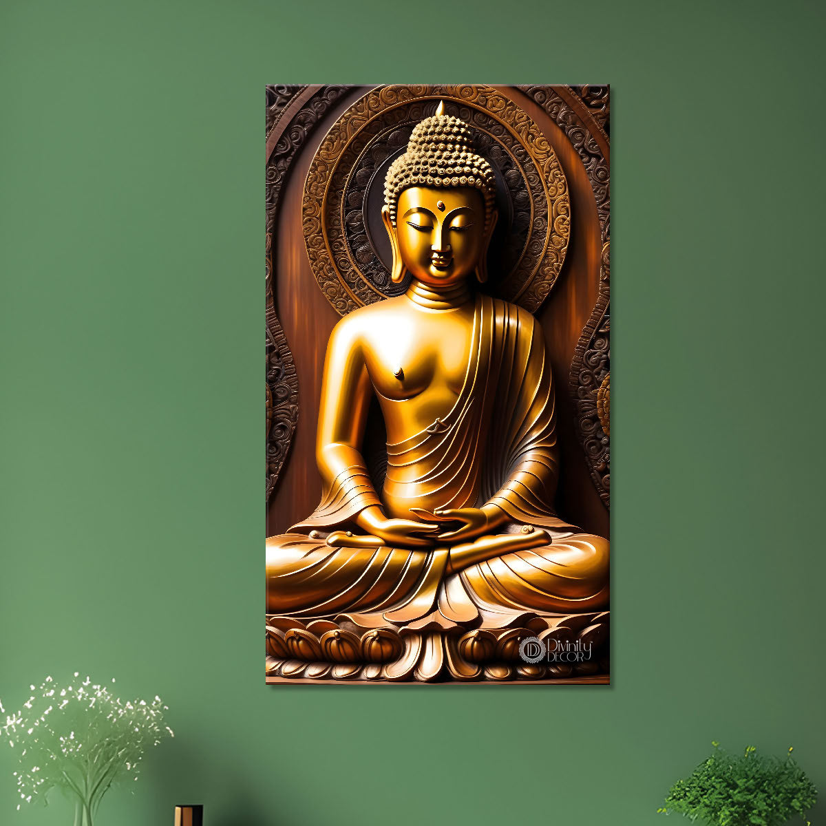 Golden buddha with chakra texturd painting-V-179