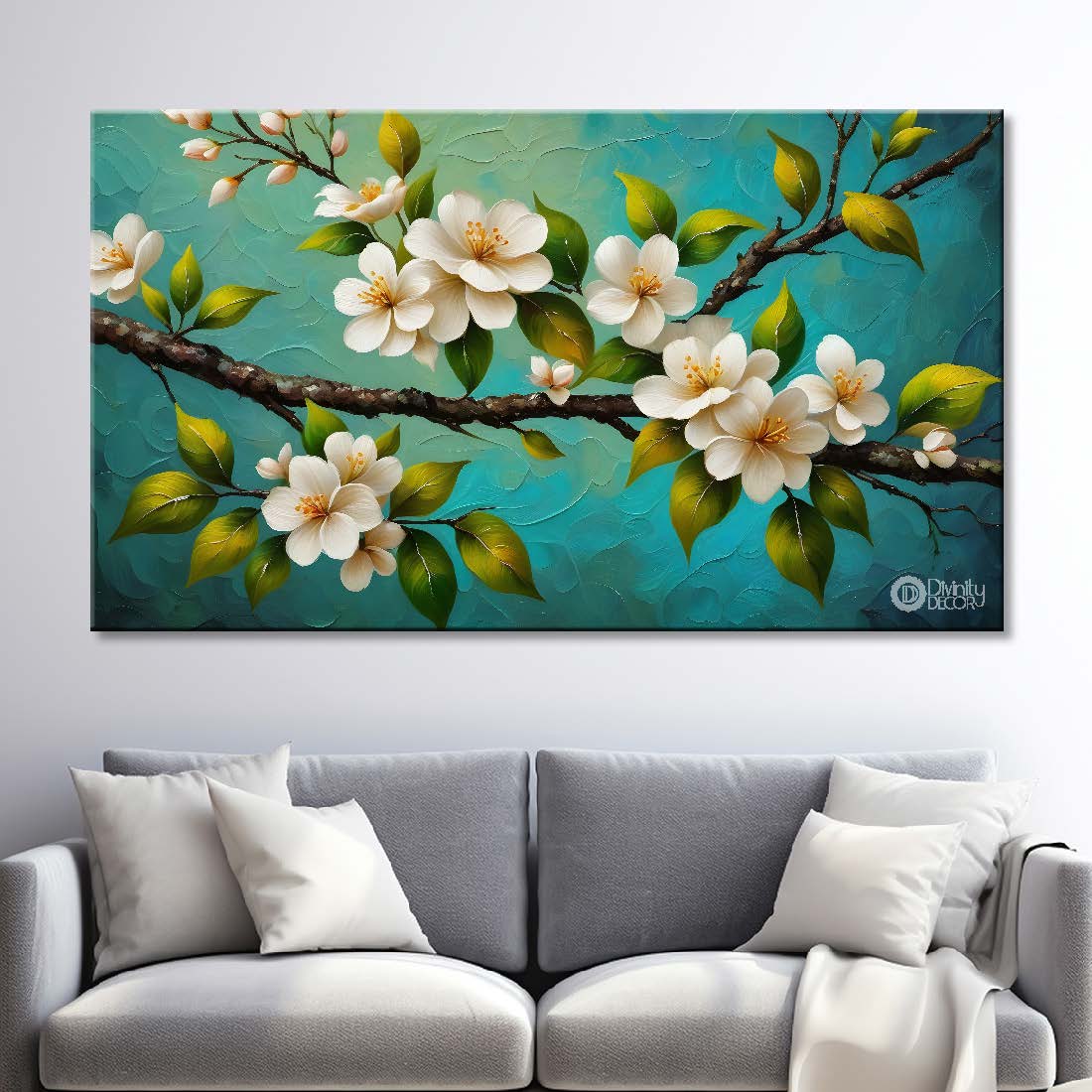 White flowers in green background- Design - Flower-180