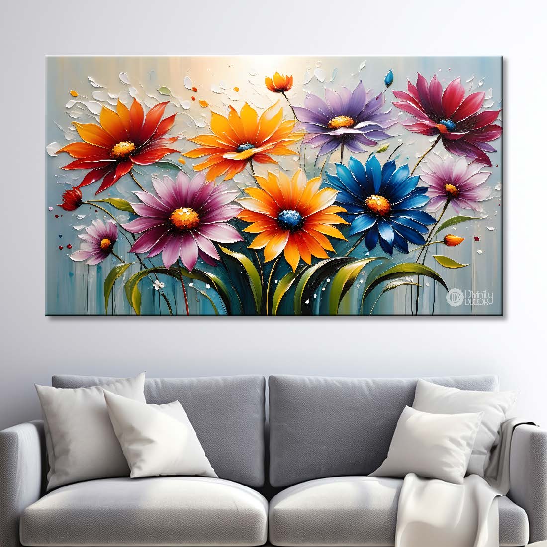 Colorful flowers in light background- Design - Flower-181