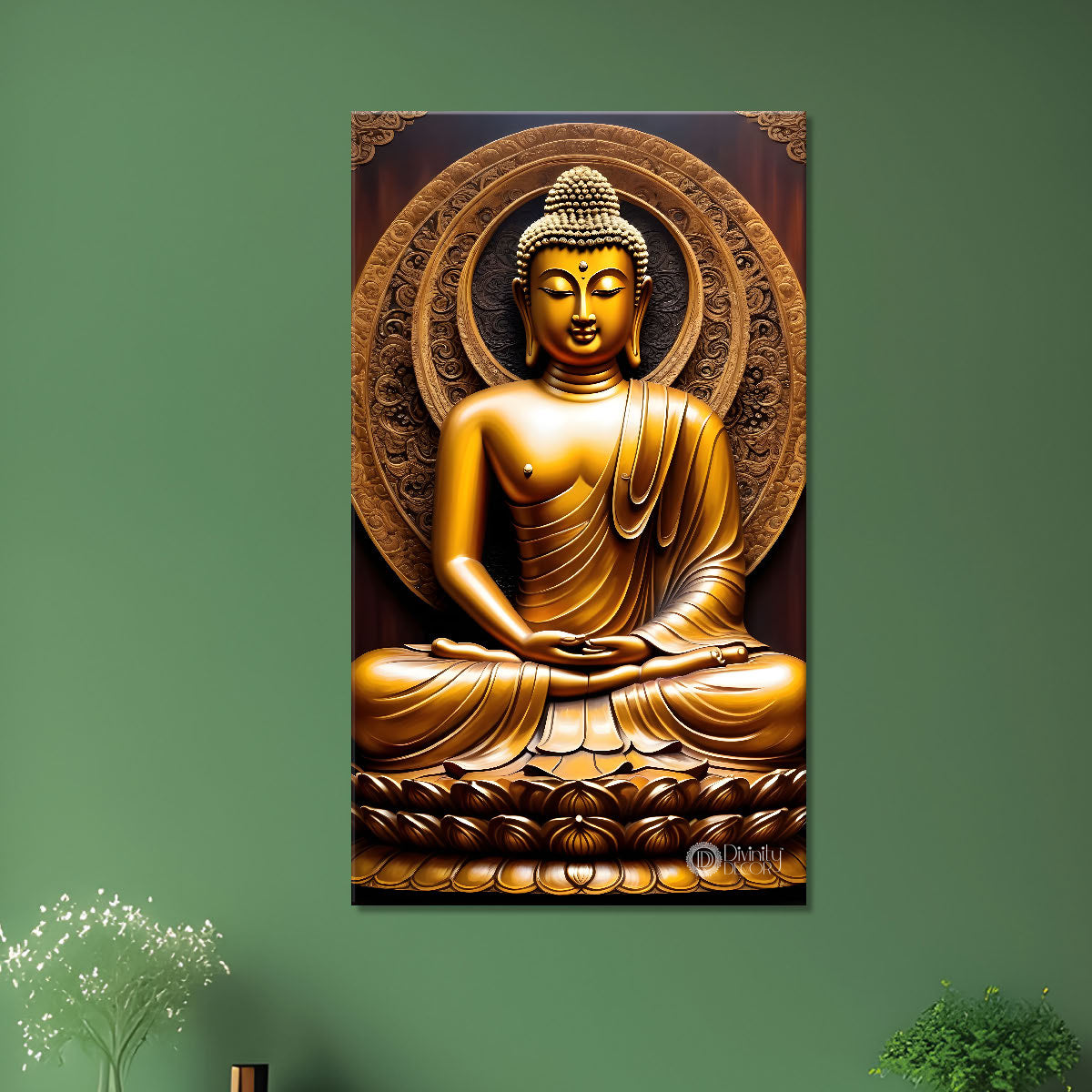 Golden buddha with chakra texturd painting-V-181