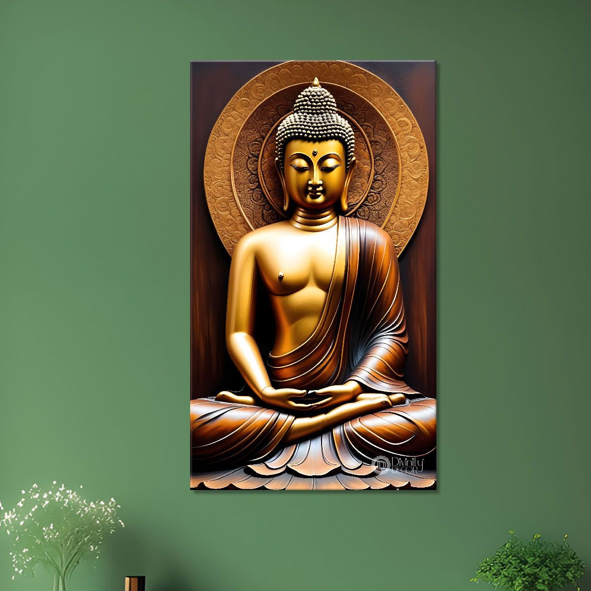 Golden buddha with chakra texturd painting-V-182