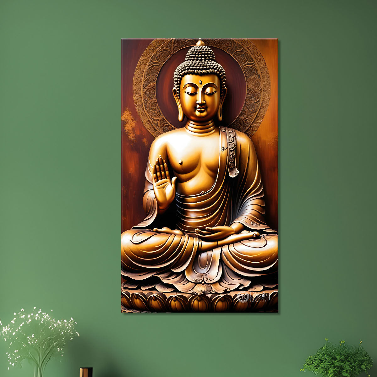 Golden buddha with chakra texturd painting-V-183