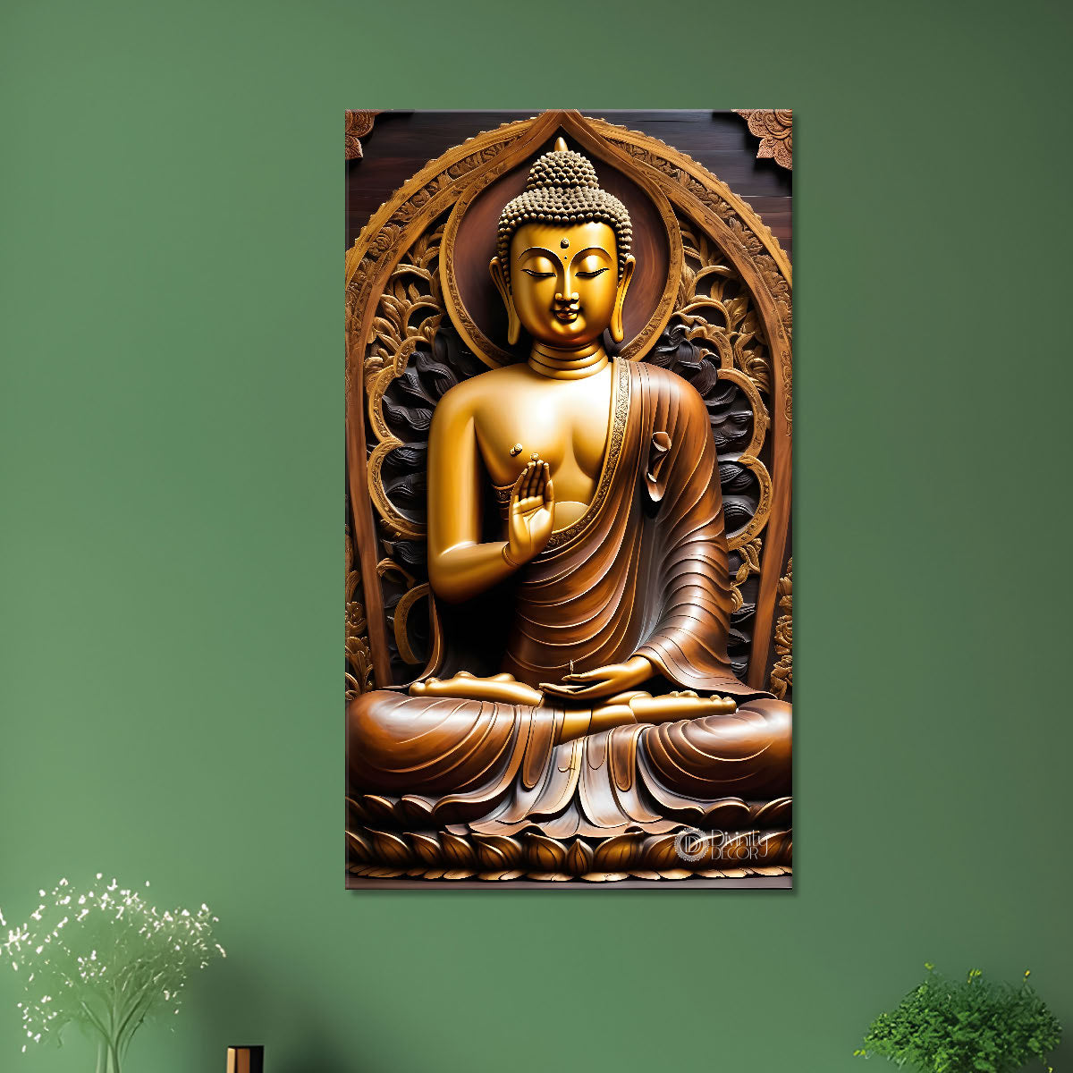 Golden buddha with chakra texturd painting-V-184