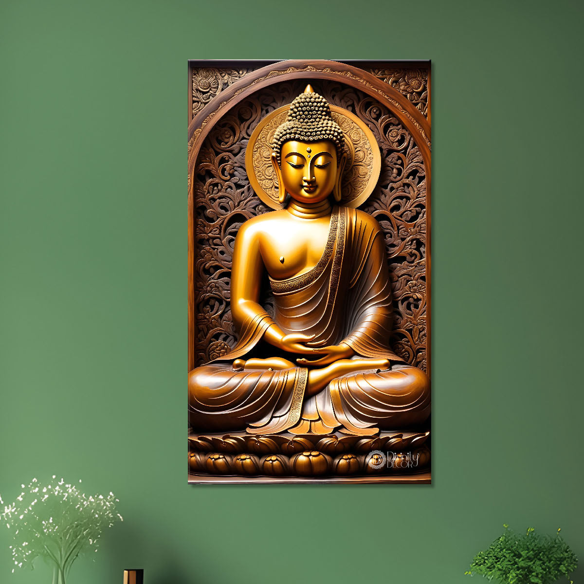 Golden buddha with chakra texturd painting-V-185