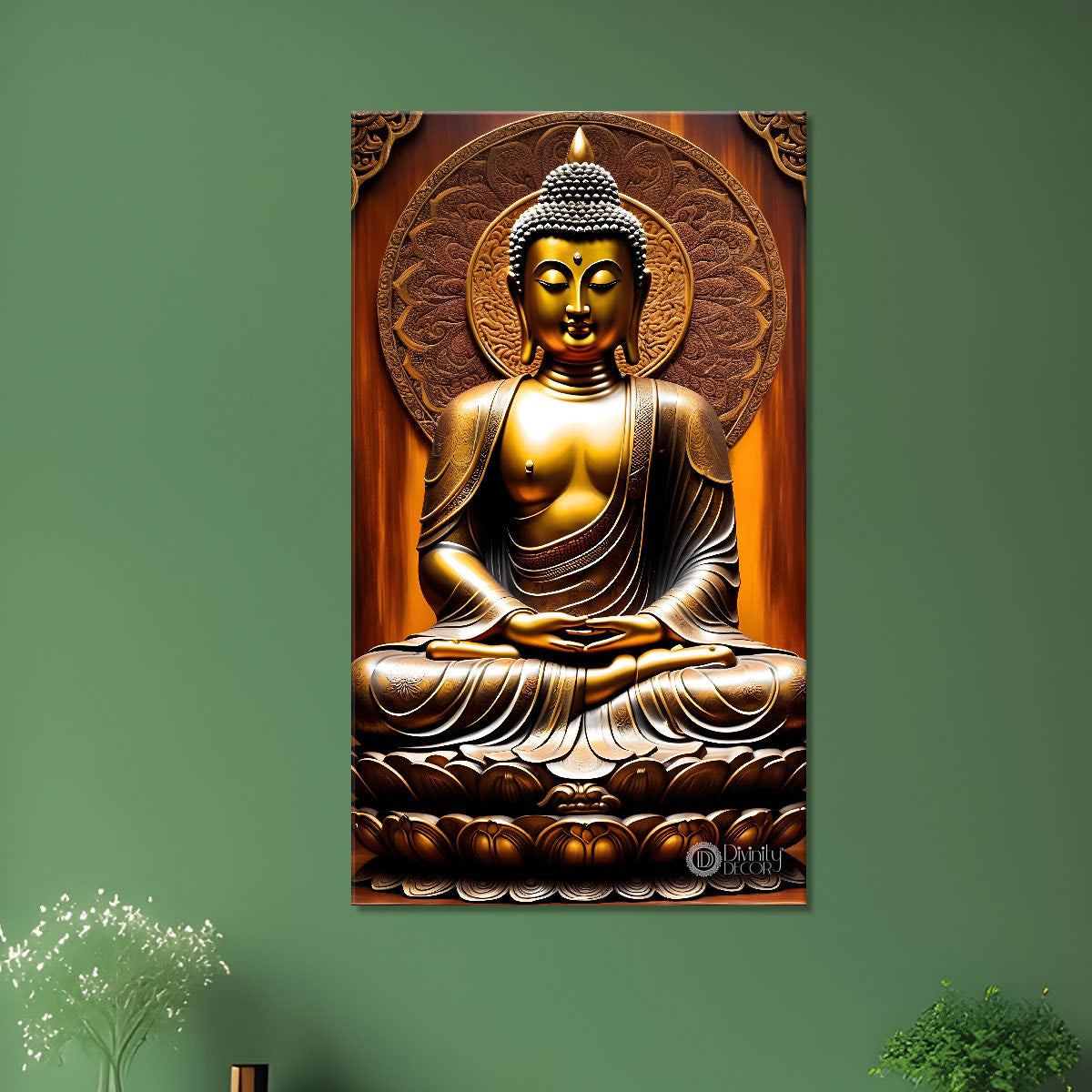 Golden buddha with chakra texturd painting-V-186