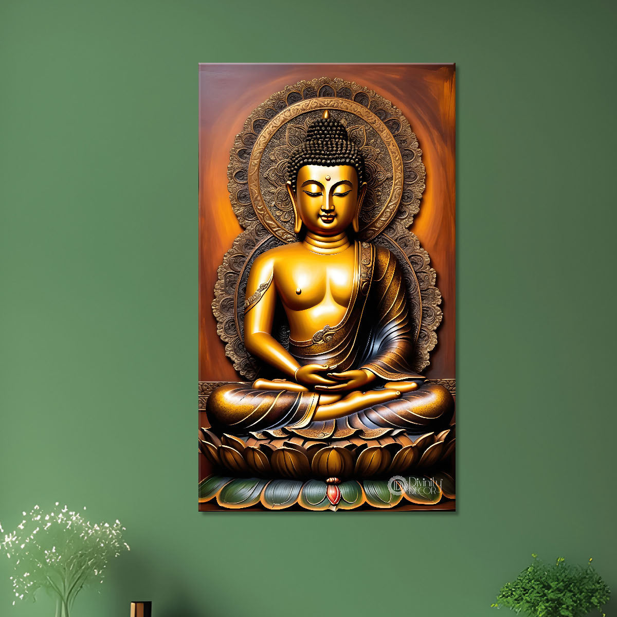 Golden buddha with chakra texturd painting-V-187