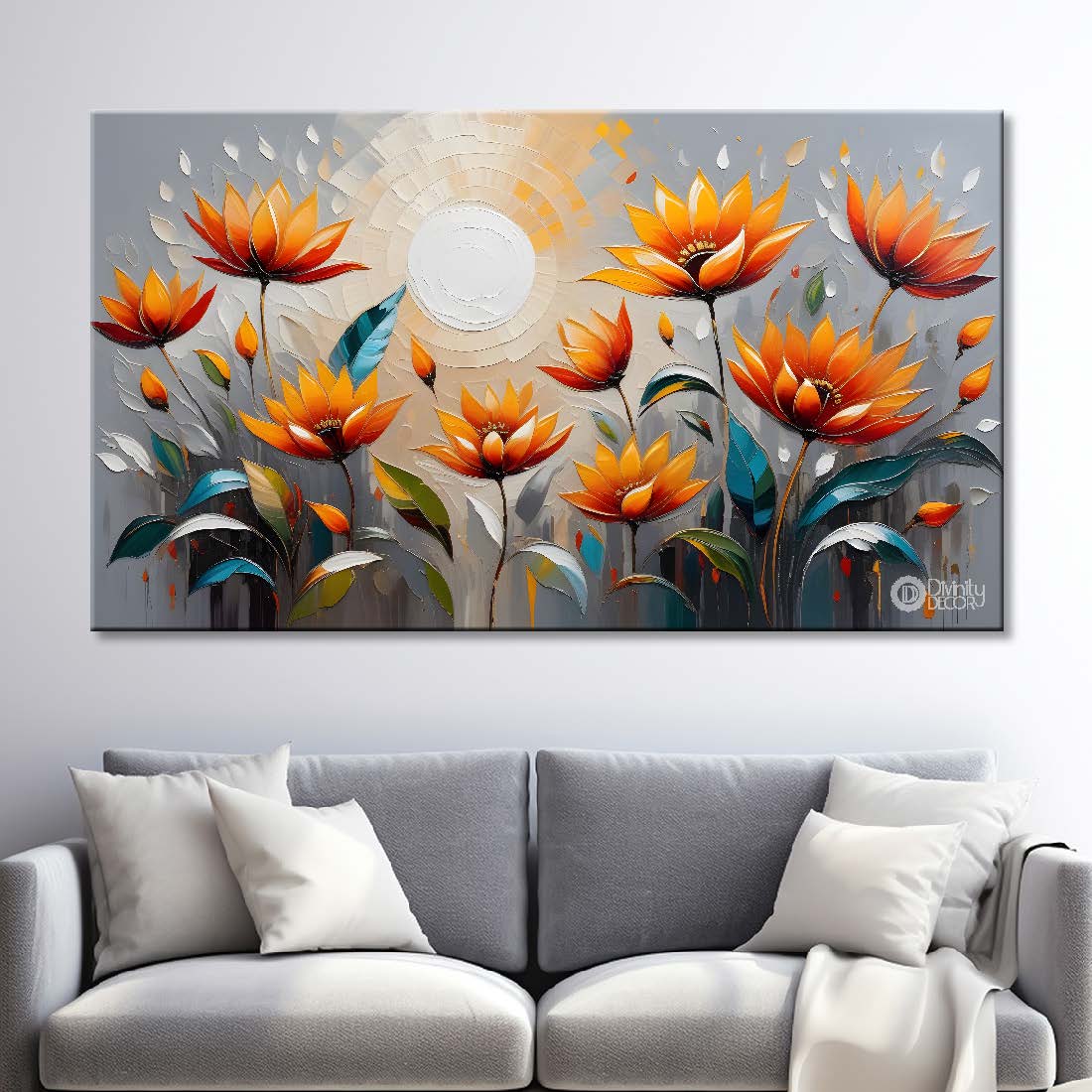 Yellow flowers with light textured painting- Design - Flower-188