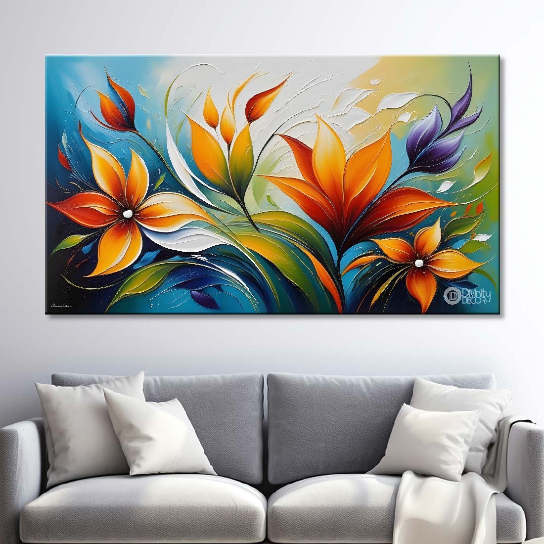 Yellow flowers with light textured painting- Design - Flower-189