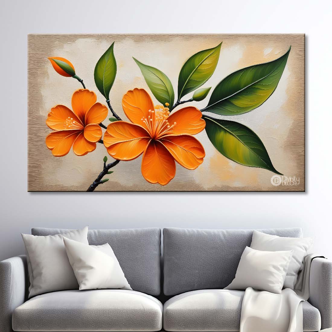 Orange flowers in light background- Design - Flower-196