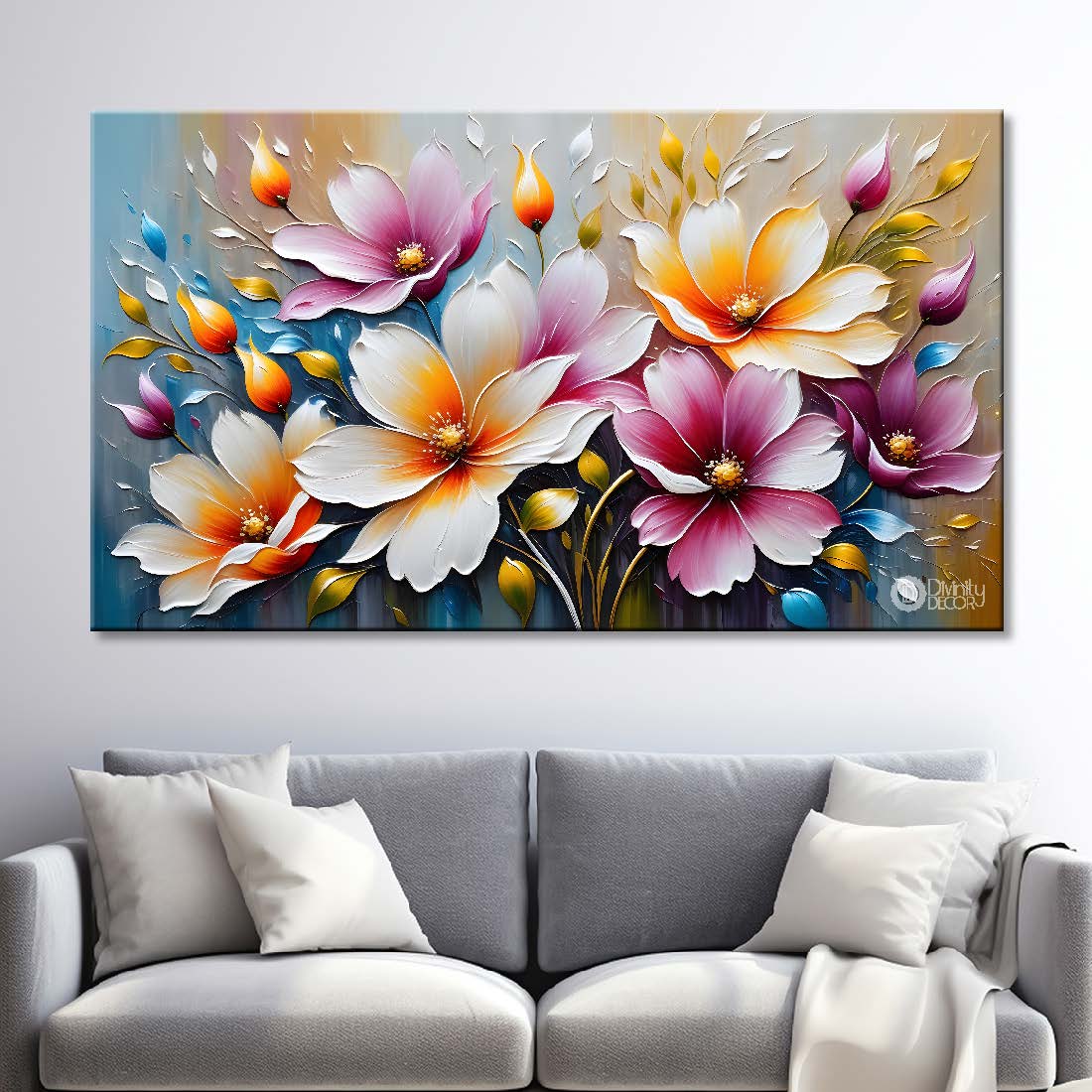 White and pink flowers with light background- Design - Flower-203