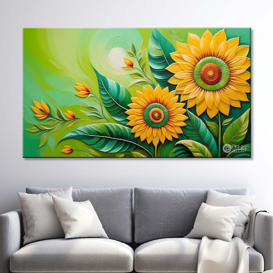 Sunflowers in green background- Design - Flower-205