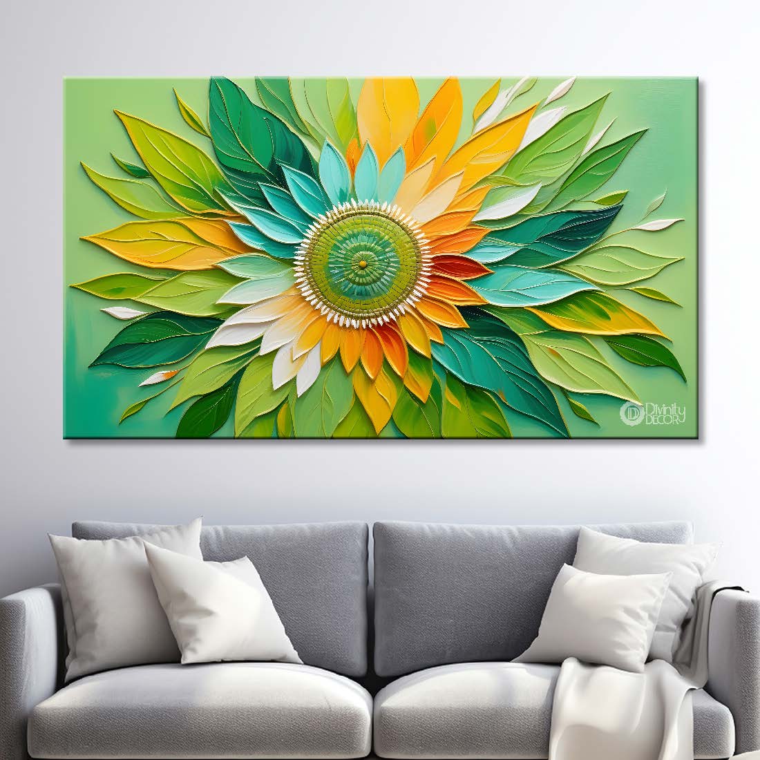 Colorful flower in green background- Design - Flower-206