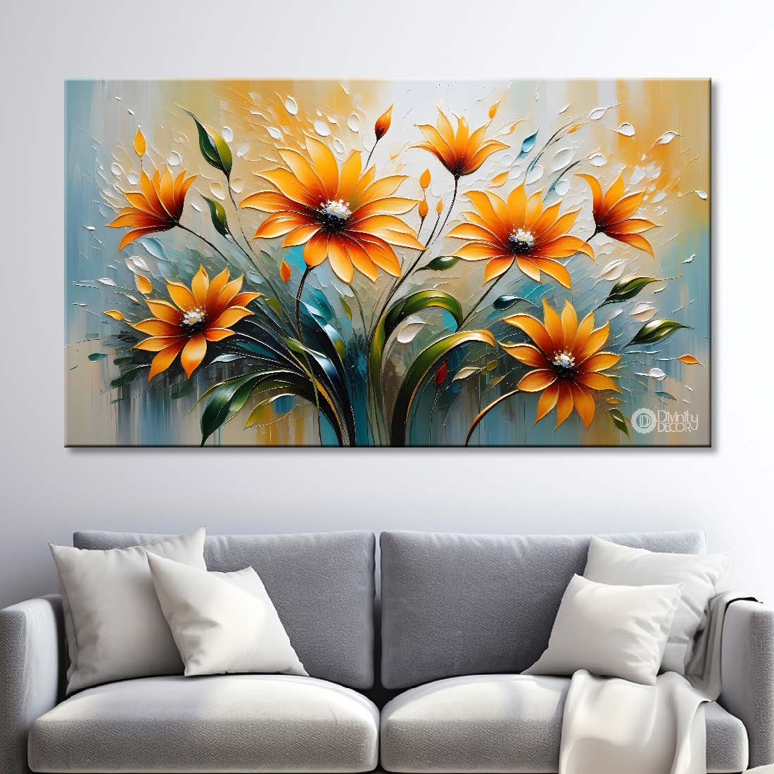 Orange flowers in light background- Design - Flower-212