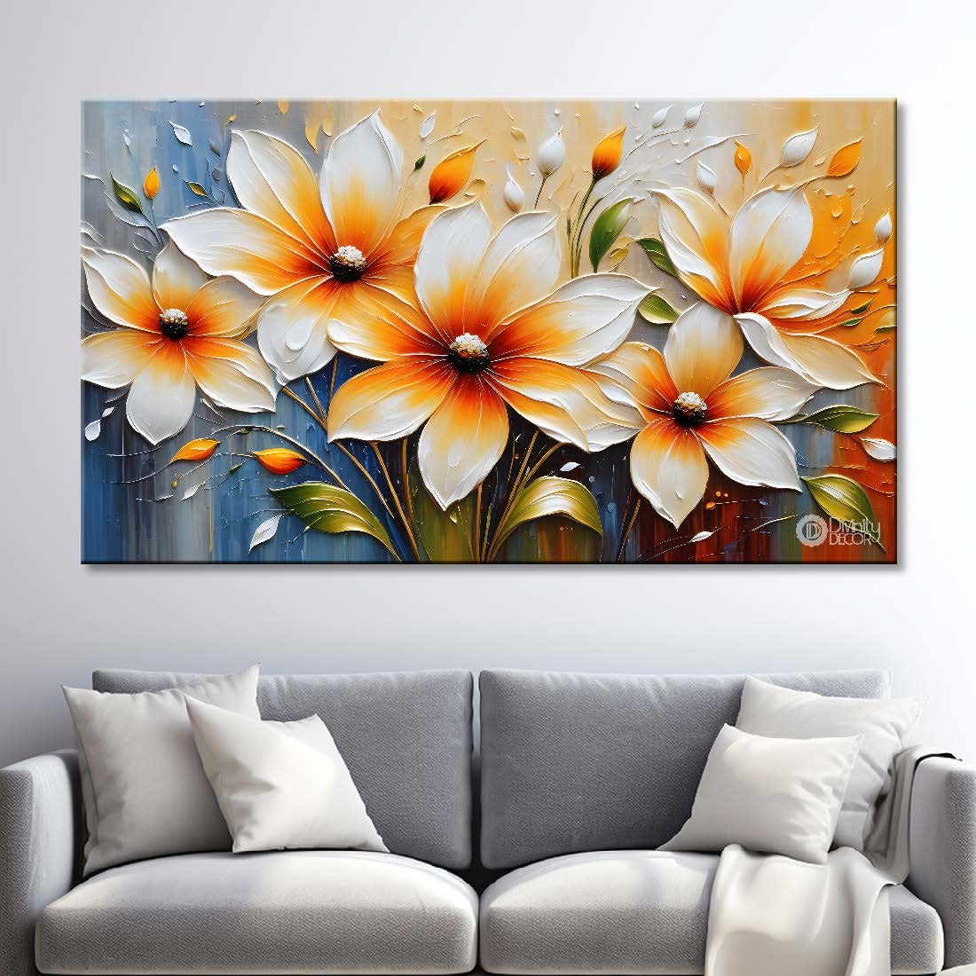 White flowers in light background- Design - Flower-223