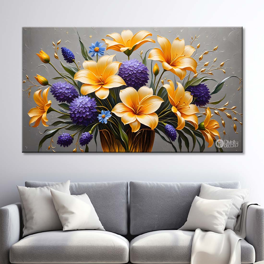 Yellow flowers in grey background- Design - Flower-230