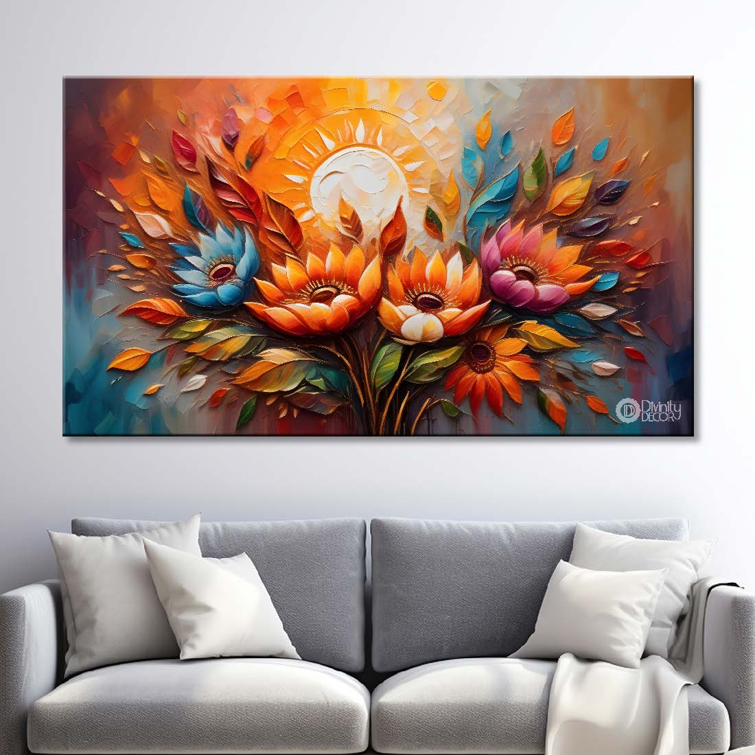 Orange flowers with the sunrise background- Design - Flower-231