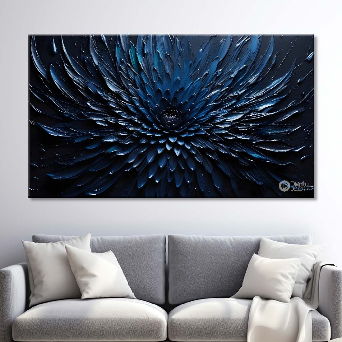 Navy blue flower in dark background- Design - Flower-232