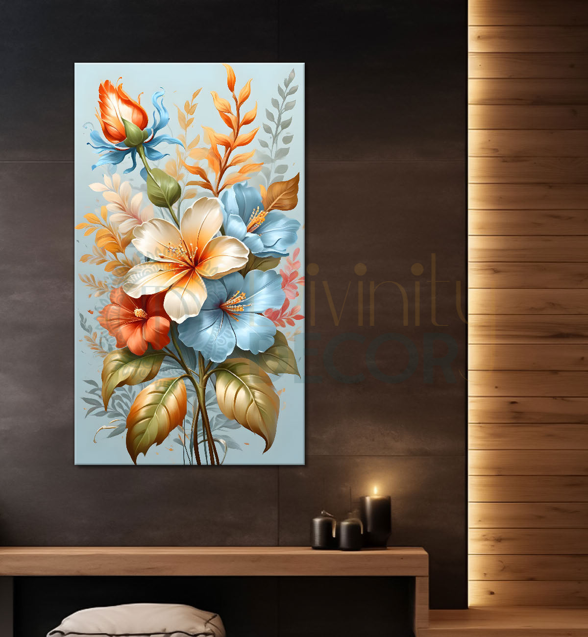 Colourful flowers with light textured painting- Flower-V-233