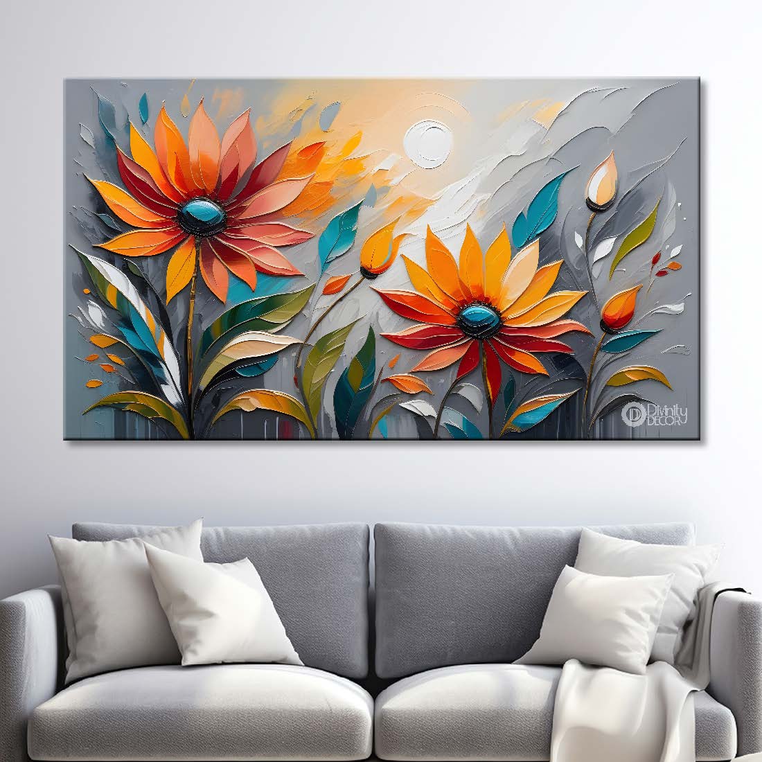 Orange flowers in light background- Design - Flower-234
