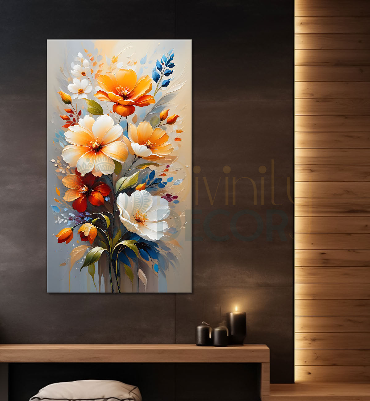 Colourful flowers with light textured painting- Flower-V-234