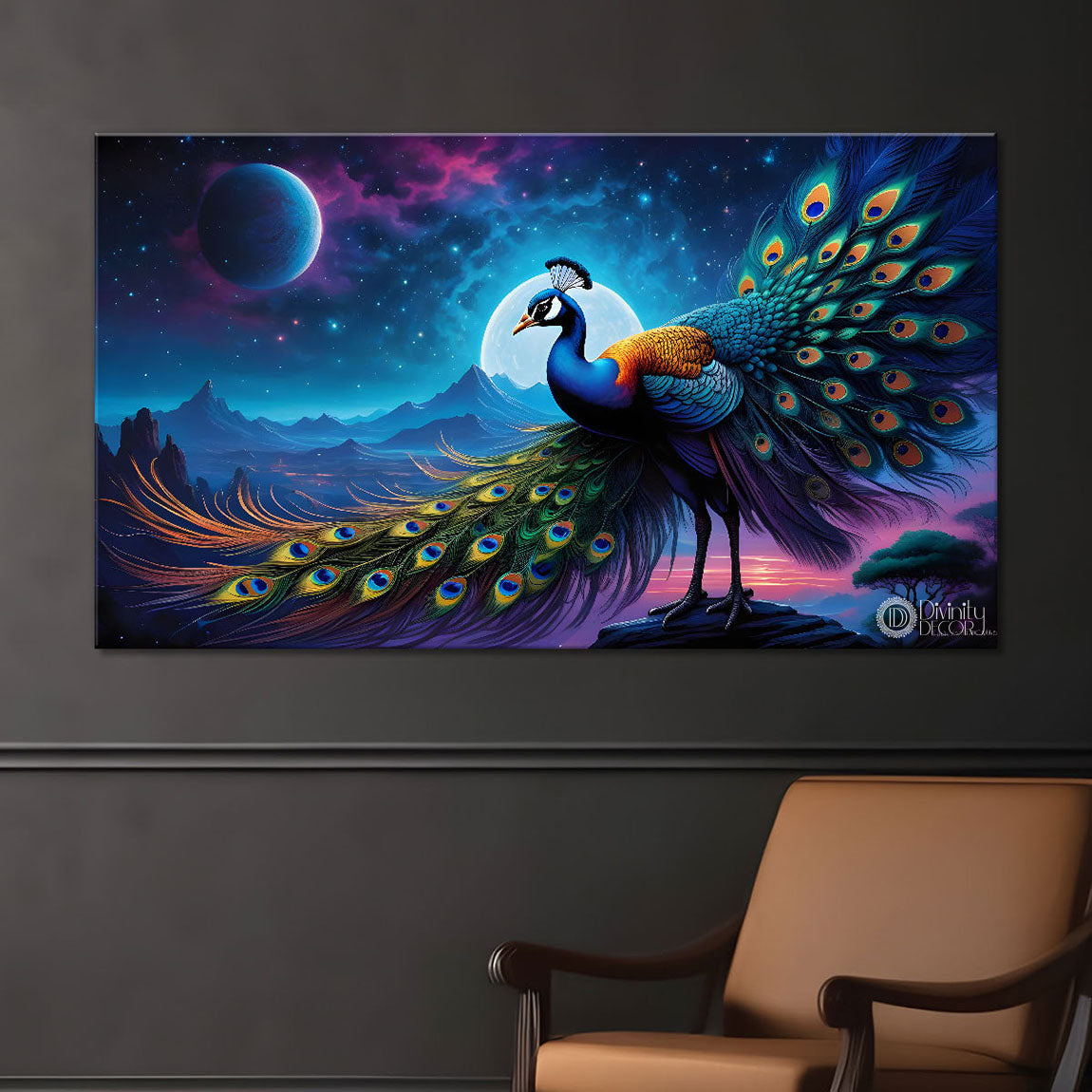 Peacock in the night modern art Canvas Painting - Design - Peacock-24
