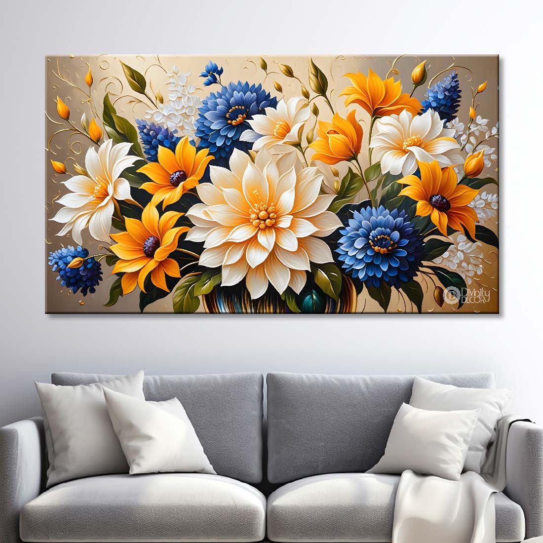 Yellow and white flowers in light background- Design - Flower-241