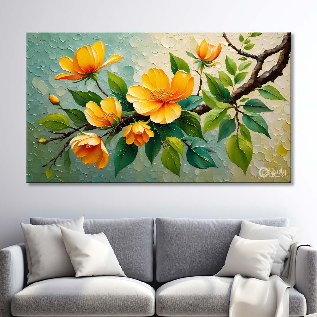 Yellow flowers in green background- Design - Flower-242