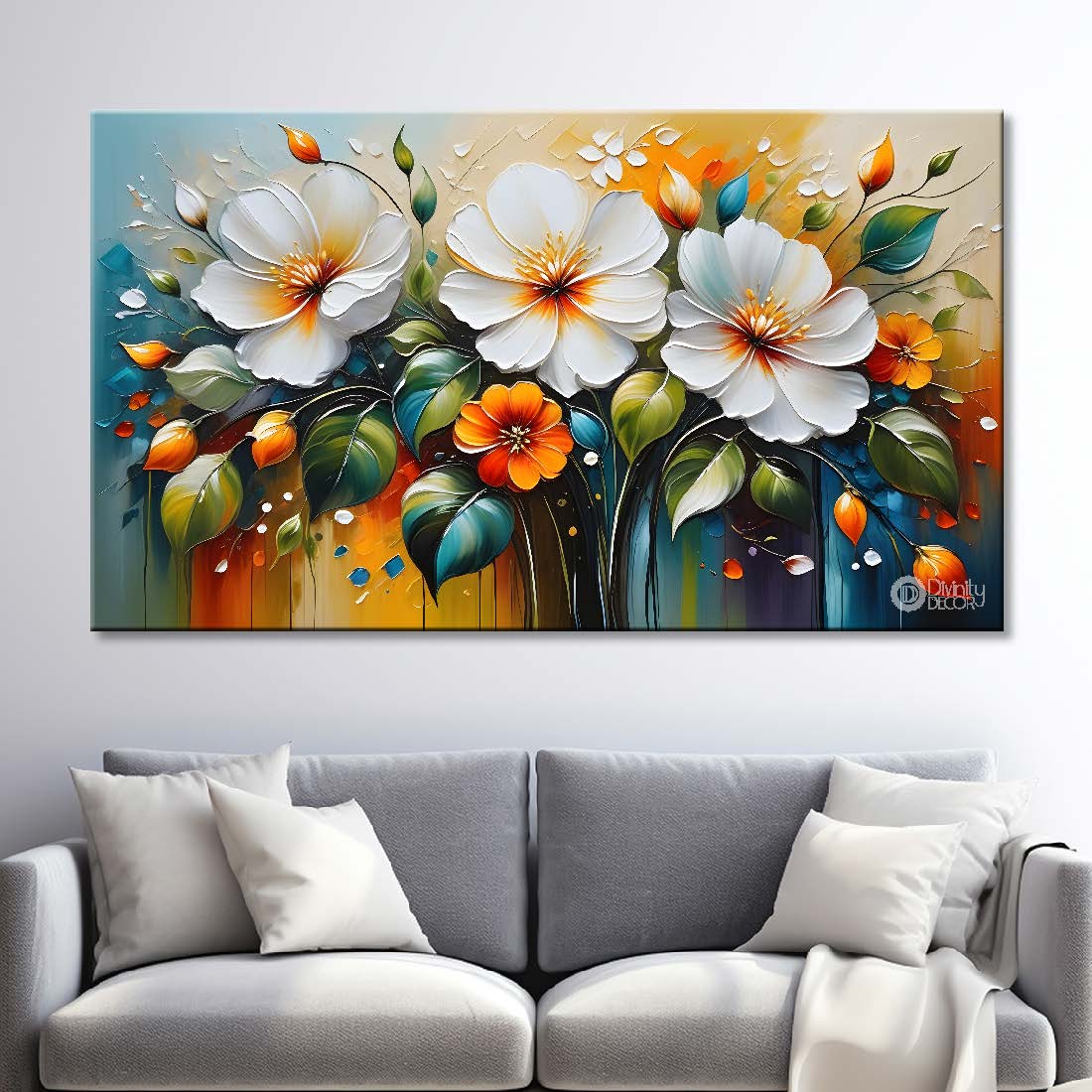 White flowers in light background- Design - Flower-243