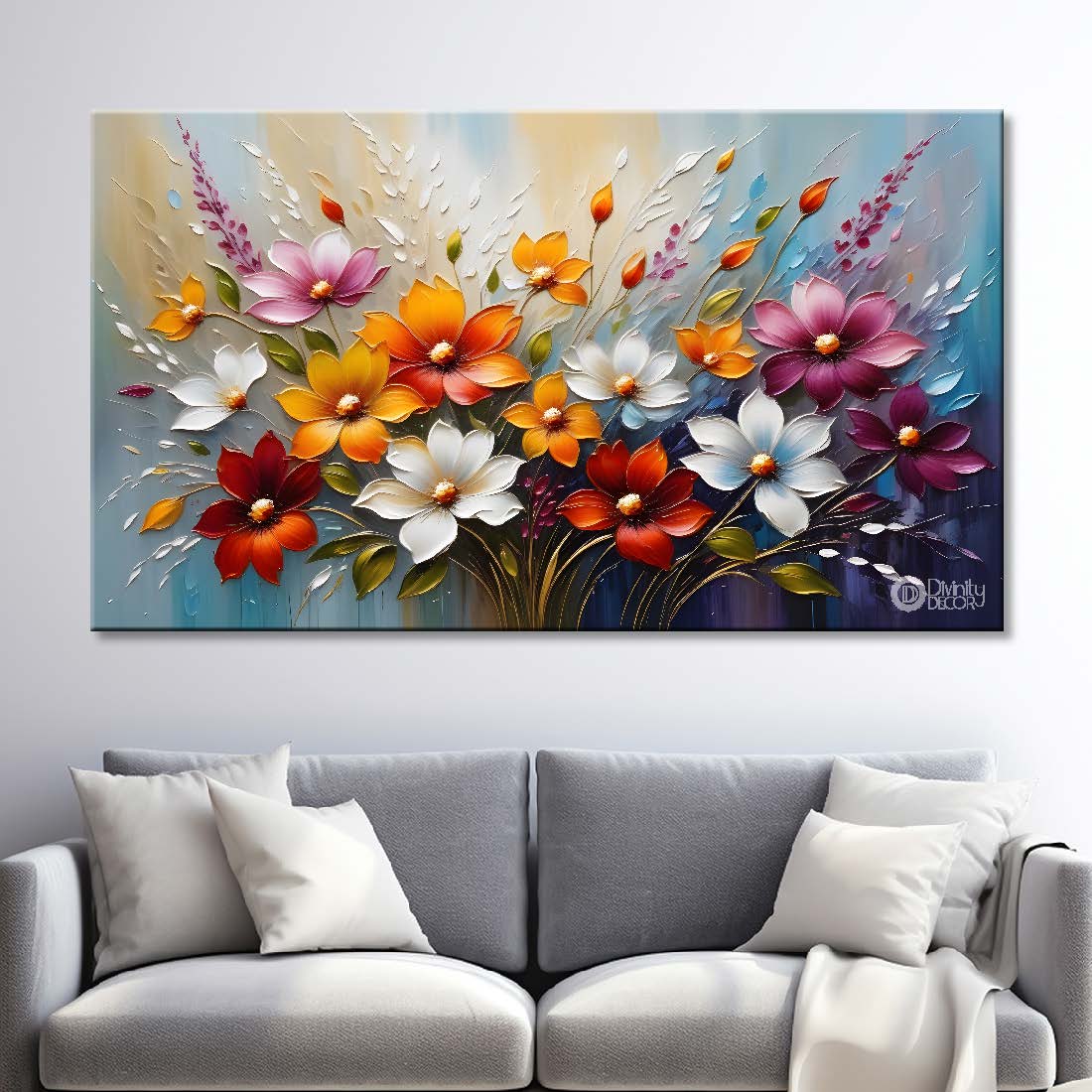 Colorful flowers in light background- Design - Flower-245