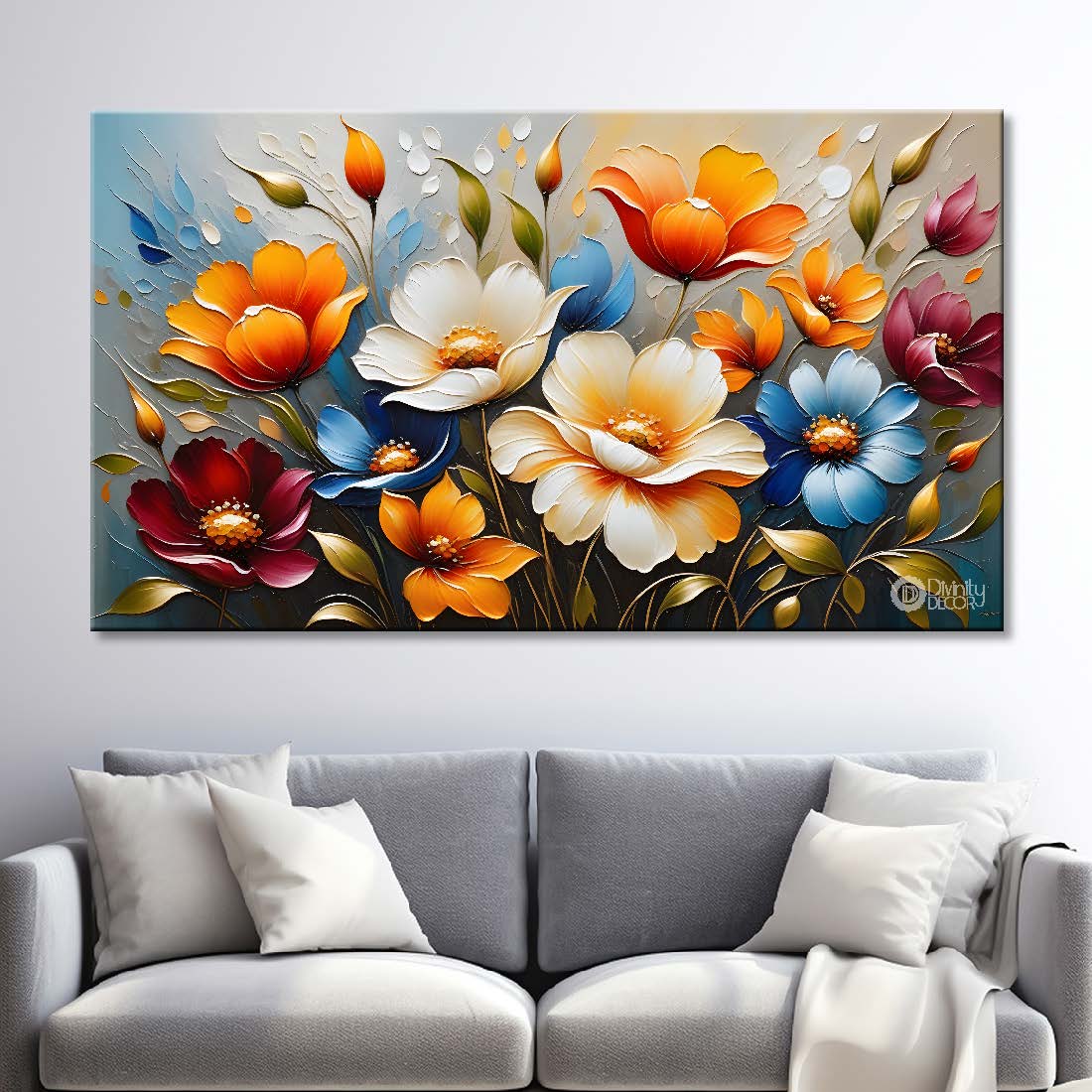 Colorful flowers in the grey background - Flower-257