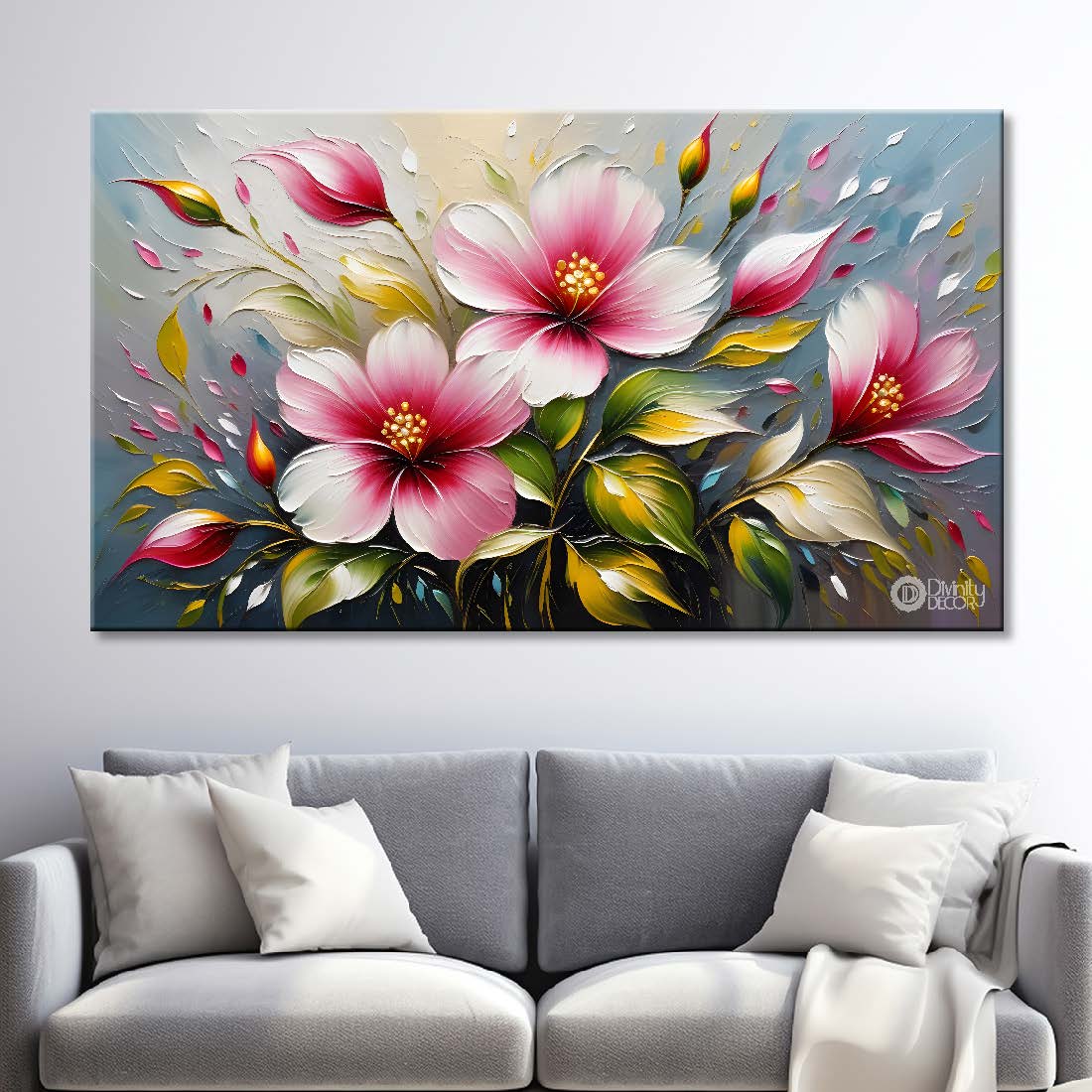 Pink flowers in the grey background - Flower-259