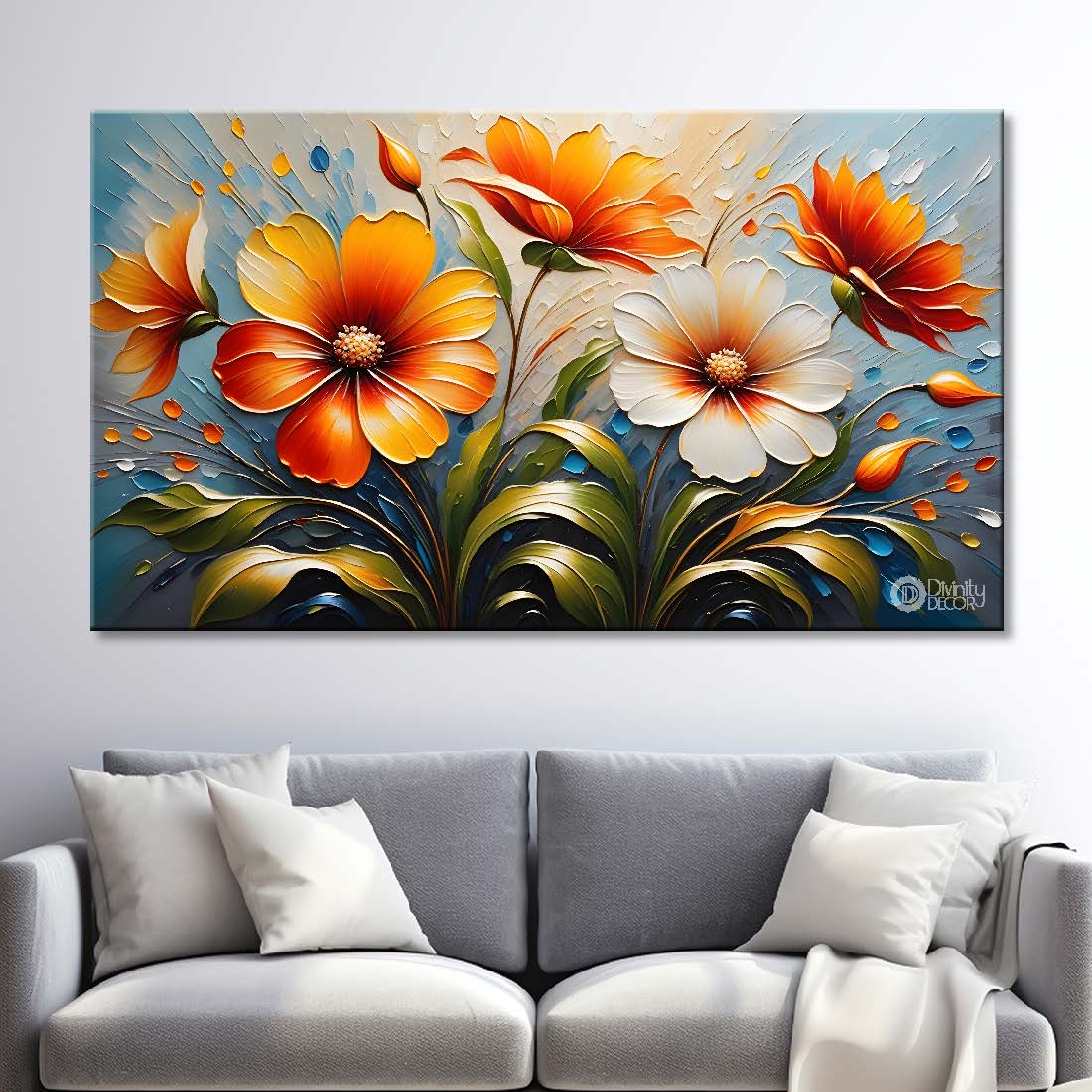 Orange flowers in the grey background- Flower-260