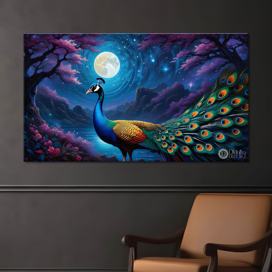 Peacock in the night modern art Canvas Painting - Design - Peacock-27